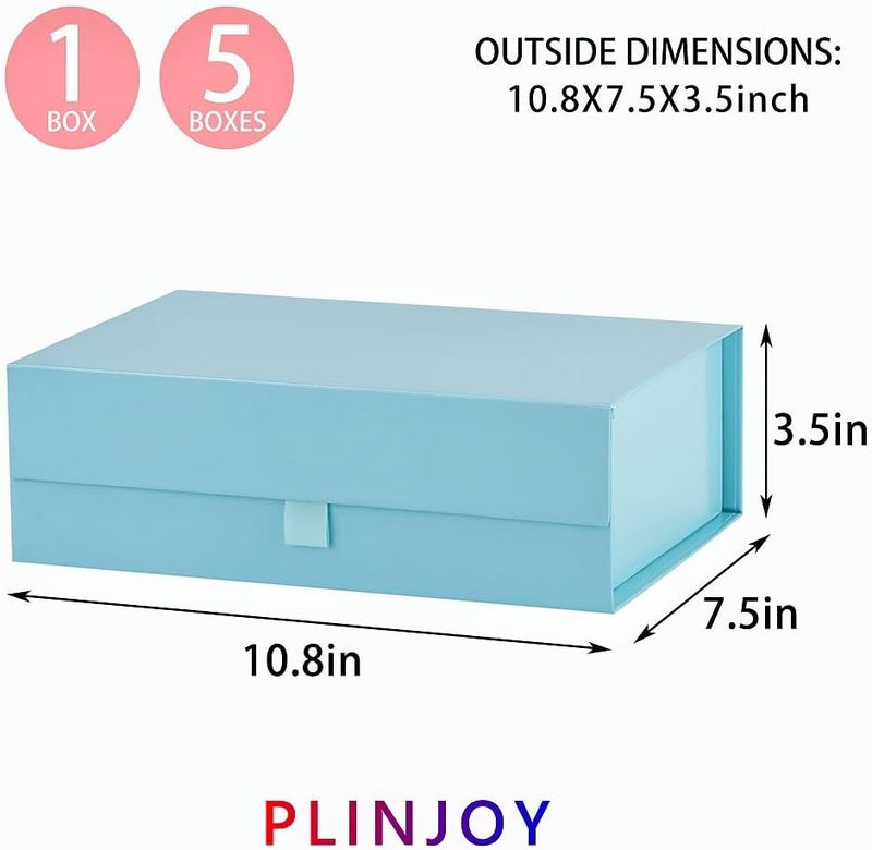 PLINJOY 5 Pcs Blue Gift Box for Presents 10.8x7.5x3.5 Inches Magnetic Gift Boxes with Lid Luxury Gift Box for Rectangle Collapsible for Bridesmaid, Wedding, Birthday Gift Packging - Image 4